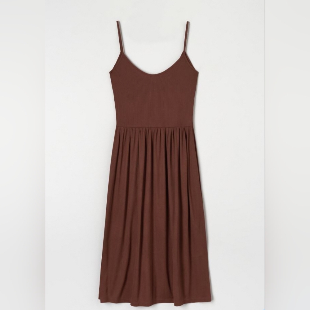 NEW Sinsay Brown Sleeveless Summer Dress Size S Casual Resortwear Minimalist - Picture 3 of 15